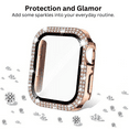 thumbnail image 6 of Entronix Smartwatch Protective Case Compatible with Apple Watch Series 6/5/4/SE, 44mm — Snap On Rhinestone Crystals Guard Bumper Full Coverage with Built-In Screen Protector, Gold, 6 of 7