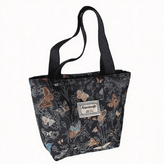 Women Printed Canvas Mini Tote Bag, Lightweight Casual Shoulder Handbag, Portable Small Handle Purse, Fashion Daily Outdoor Shopping Accessory
