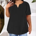 thumbnail image 2 of Summer Fashion Shirts for Womens Plus Size Solid Color V- Neck Short Sleeve Blouses, 2 of 5