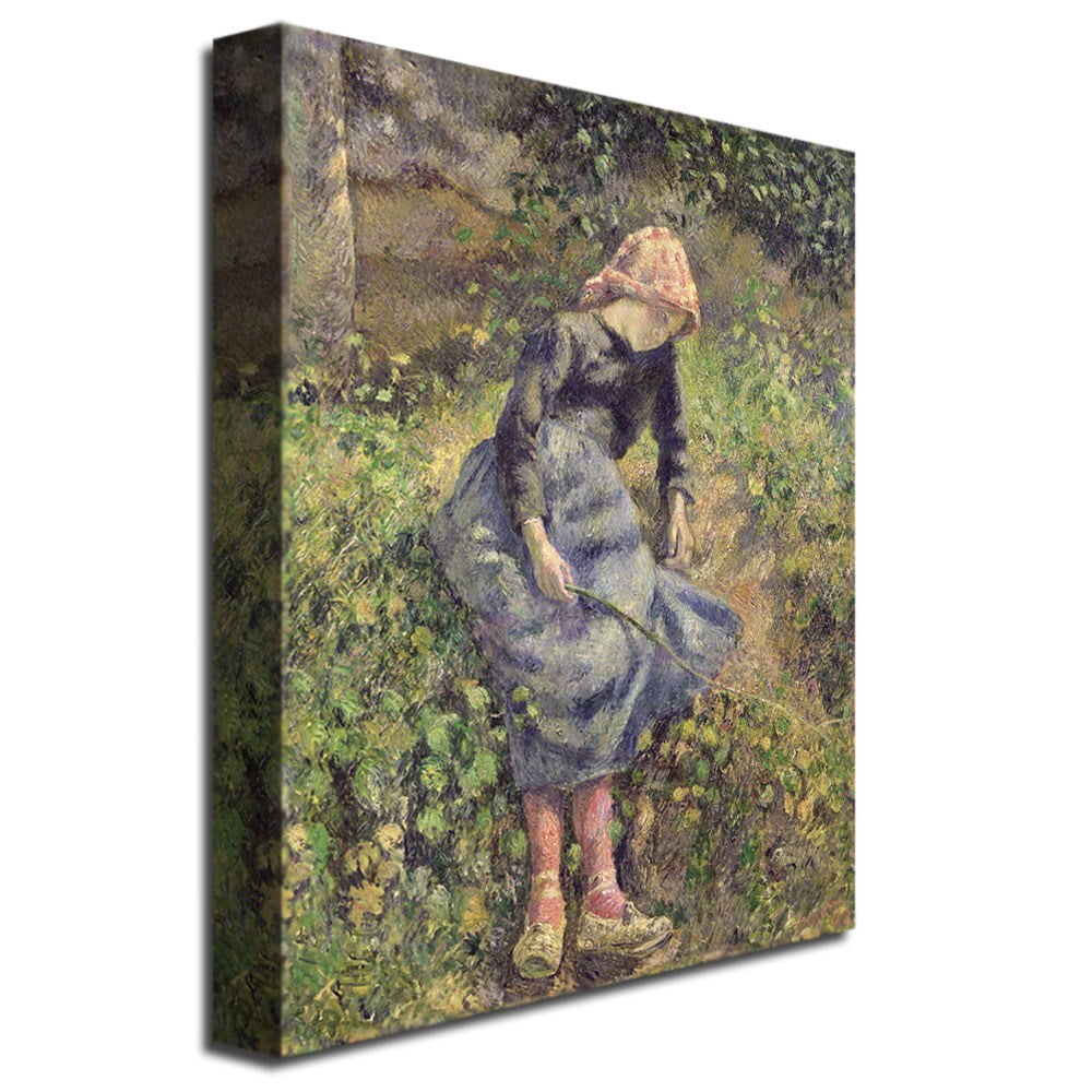 Trademark Fine Art "Girl with a Stick 1881" Canvas Art by Camille Pissarro