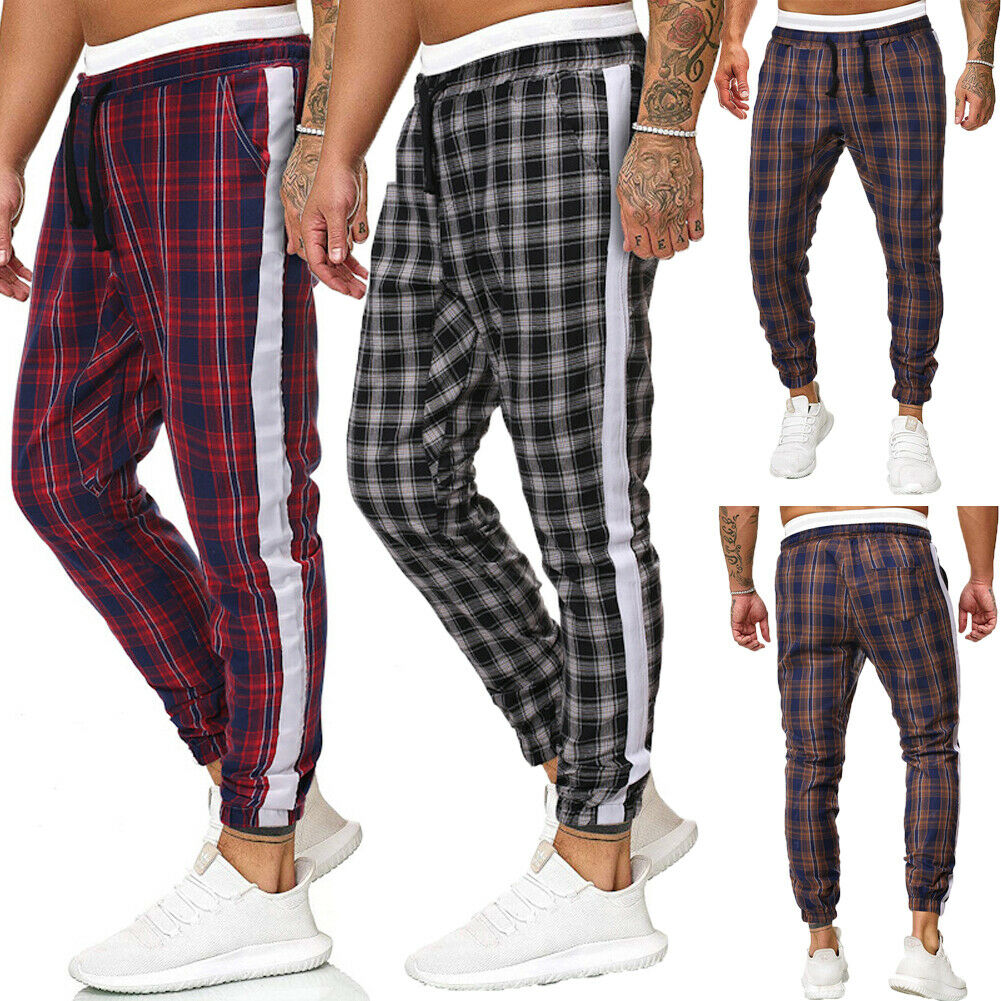 men's casual checkered pants