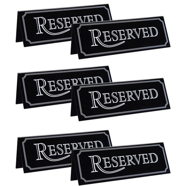 6pcs Acrylic Table Card Sign Hotel Restaurant Reserved Table Signs Reminder Sign For Wedding Birthday Party