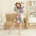 thumbnail image 3 of FORMRS Niños Bathrobe Unisex Hooded Robe Soft Plush Pajamas Sleepwear, Size 4-6T, White Flowers, 3 of 7
