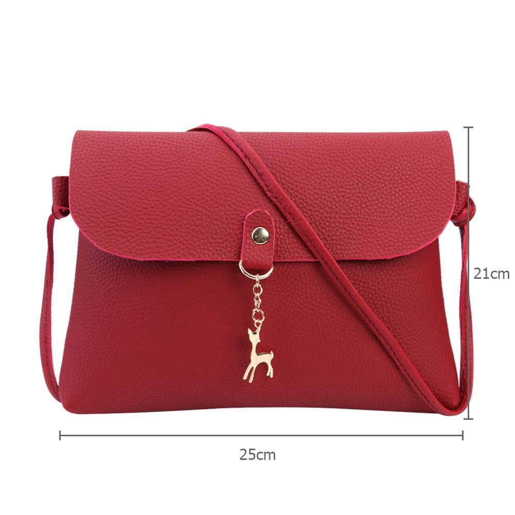 Deer Christmas Decoration Round Leather Shoulder Bag Fashion Lady Crossbody Wallet Adjustable Top Handbag For Women Girl 