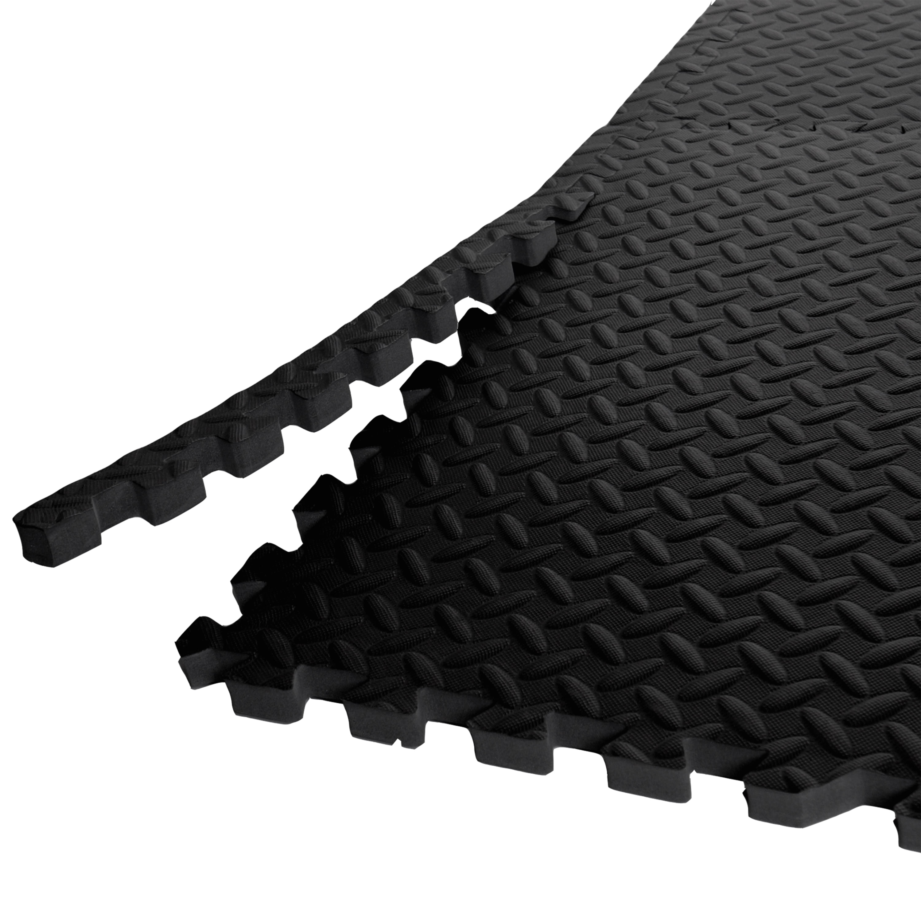 CAP Puzzle Exercise Mat Black 24 in. x 24 in. x 0.5 in. EVA Foam  Interlocking Tiles with Border (48 sq. ft.) MTS2-1206AM - The Home Depot