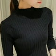 thumbnail image 3 of Women's Knitted Turtleneck Sweater Long Sleeve Slim Tops White One Size, 3 of 6