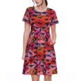 thumbnail image 1 of Balery Red Lips Kissing Vestidos sueltos de manga corta para mujer, vestidos de verano 2025, vestidos casuales de corte A con vuelo., 1 of 6