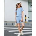 thumbnail image 6 of Arshiner Girls Lettuce Trim Short Sleeve Shirts Summer Ribbed Knit Crewneck Casual T Shirt Tops Tee Blouse, 6 of 6