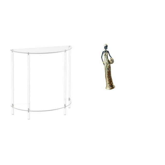 Mesita de noche de acrílico,Mesa auxiliar de acrílico transparente Mesa auxiliar transparente en capas,Figura de escritorio,Artesanía de escritorio con figuras africanas