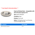 thumbnail image 2 of Front Left Brake Rotor - Compatible with 2016 Porsche Cayman GT4, 2 of 2