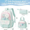 thumbnail image 2 of 4-Piece Kids Backpacks Set, Waterproof Girls Backpack with Lunch Box, Pencil Case & Headphone Bag Set (Pink Green), 2 of 7