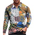 thumbnail image 1 of Men's 3D Abstract Graphic T-Shirt Print Long Sleeve Daily Tops Round Neck, 1 of 3