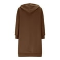 thumbnail image 5 of YUTK Womens Sweatshirts V Neck Long Sleeve - Women's Solid Color Jacket Thickening and Fleece and Winter Casual Zipper Long Sleeve Pocket Hooded Long Sweater Brown S, 5 of 9