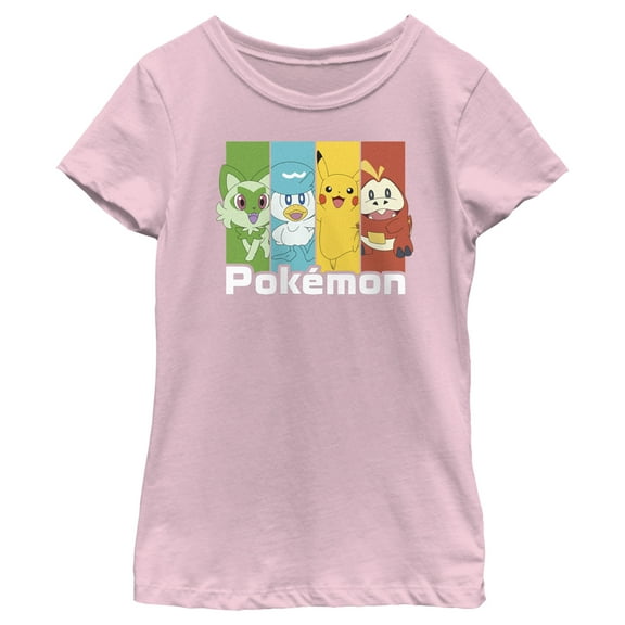 Girl's Pokemon Colorful Friends  Graphic Tee Light Pink Small