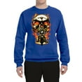 thumbnail image 2 of Flaming Motorycle Hell Fire Skull Biker | Mens Fashion Crewneck Graphic Sweatshirt, Royal, Large, 2 of 4