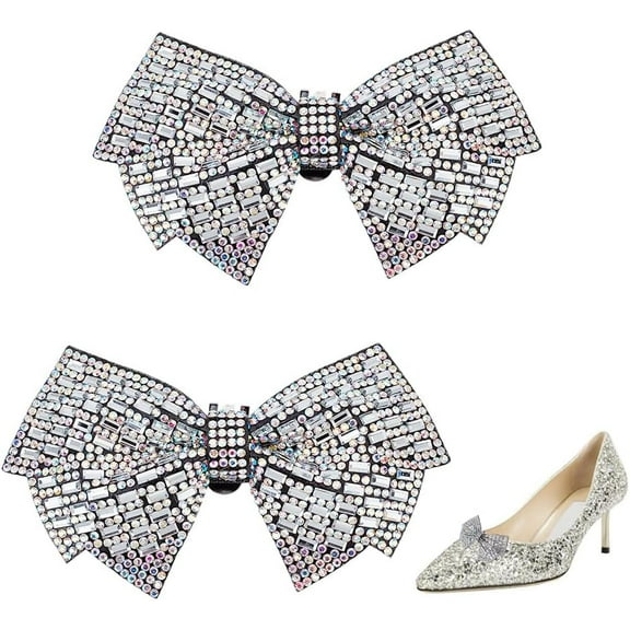 2pc 1 Pair Bowkont Crystal Shoe Buckle Detachable Bow Shoe Clips Elegant Crystal Glass Rhinestones Decorations Charms for High Heel Dress Hat Wedding Party Bridal Shoe