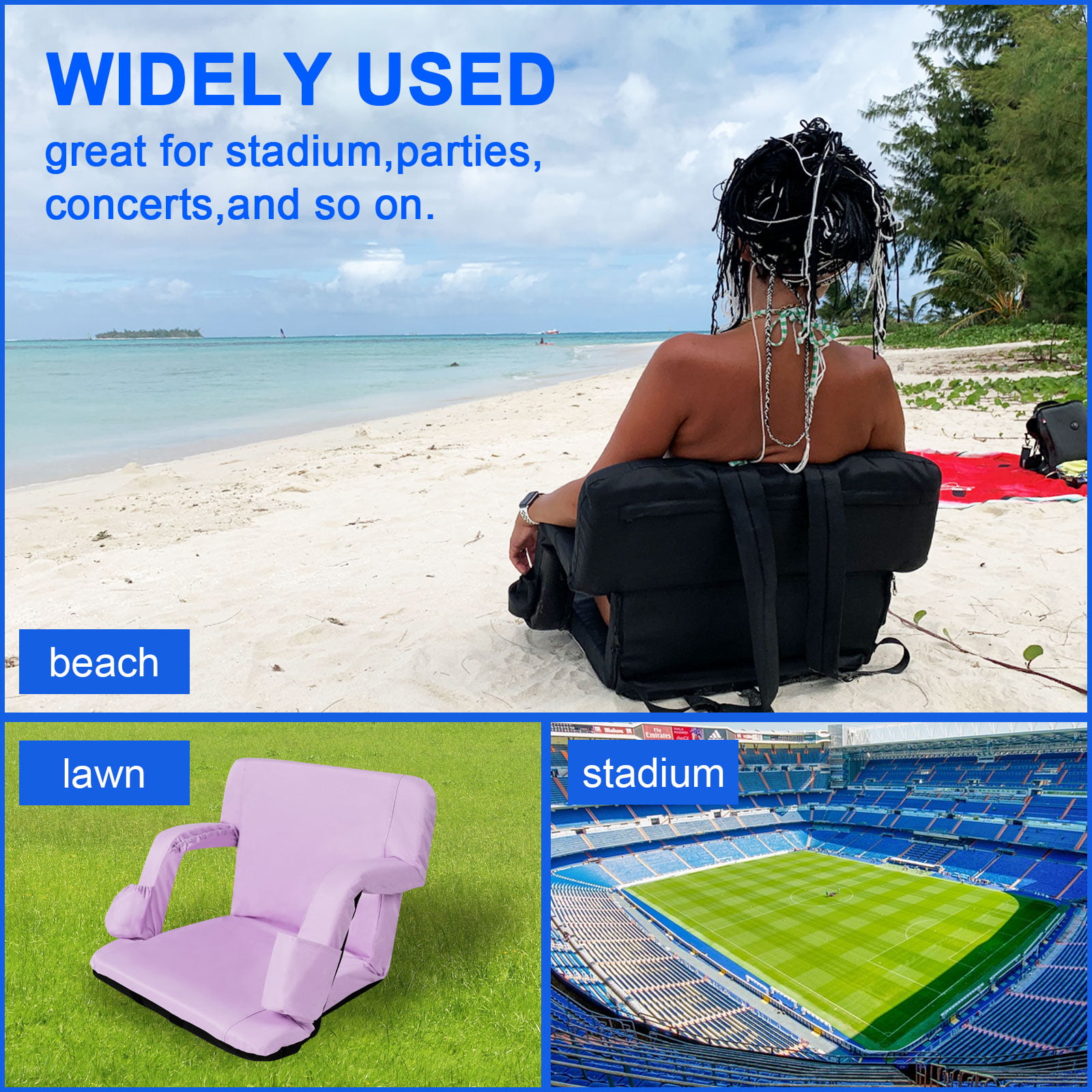  Sportneer Stadium Seats for Teens Adult Men Women, Bleacher  Seats with Backs and Cushion 6 Reclining Positions Folding Stadium Chairs  for Sport Events : Sports & Outdoors