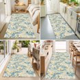 thumbnail image 4 of Hallway Runner Rug 2'x6', Spring Meadow Blooms Kitchen Runner Rugs Non-Slip Carpet Mats, Teal Yellow Botanical Bedside Rugs Runners Washable Floor Carpet for Bathroom Laundry Room, 4 of 8