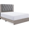 thumbnail image 3 of ClickDecor Kenton Contemporary Wood Veneer Tufted Platform Bed, Queen, Light Gray, 3 of 9