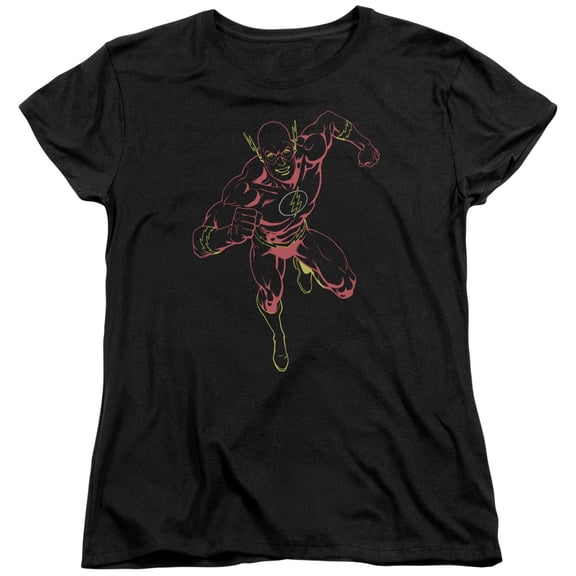 JLA Justice League Neon Flash S/S Women's T-Shirt Black