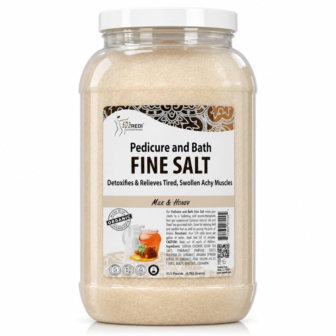 SPA REDI - Detox Foot Soak Pedicure and Bath Fine Salt, Milk and Honey, 128 Oz - Made with Dead Sea Salts, Argan Oil, Coconut Oil, and Essential Oil - Hydrates, Softens and Moisturizes