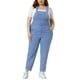 thumbnail image 2 of Jumpsuits de verano de moda para mujer de talla grande Agnes Orinda, con tirantes ajustables y de mezclilla elástica, 3X azul claro, 2 of 6