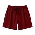 thumbnail image 4 of longantii Women's Linen Summer Shorts Casual Wide Leg Bermuda Shorts Mid Length High Waisted Drawstring Short 2026 Summer Beach Vacation Short with Pocket Watermelon Red M, 4 of 6