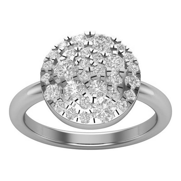 Araiya 14K White Gold Cluster Diamond Band Ring for Women (1 cttw, I-J Color, I2-I3 Clarity), Size 7