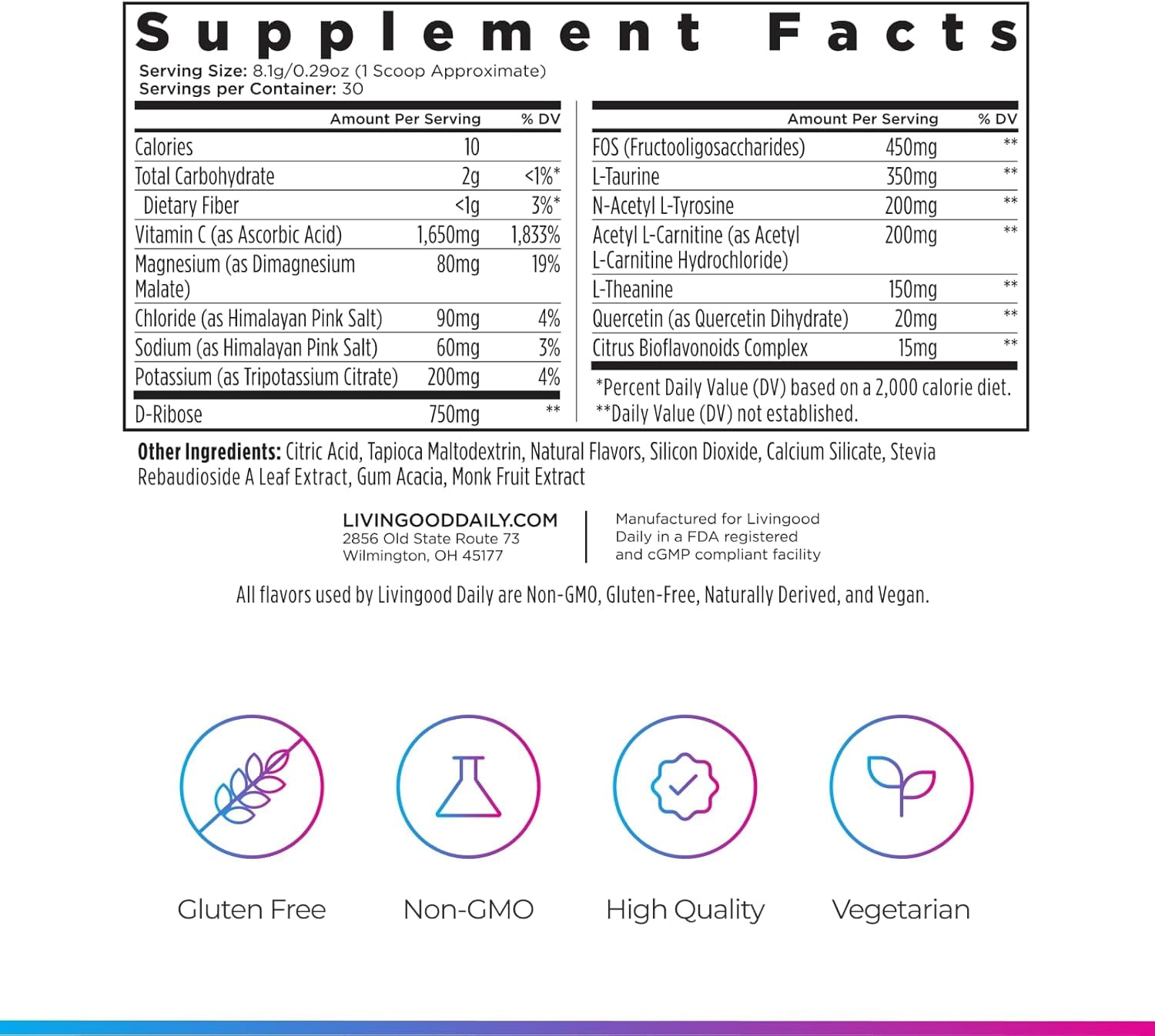 Livingood Daily Electrolytes Powder Lemon Lime, 30 Servings - 4in1 Hydration Powder Sugar Free Electrolyte Drink Mix