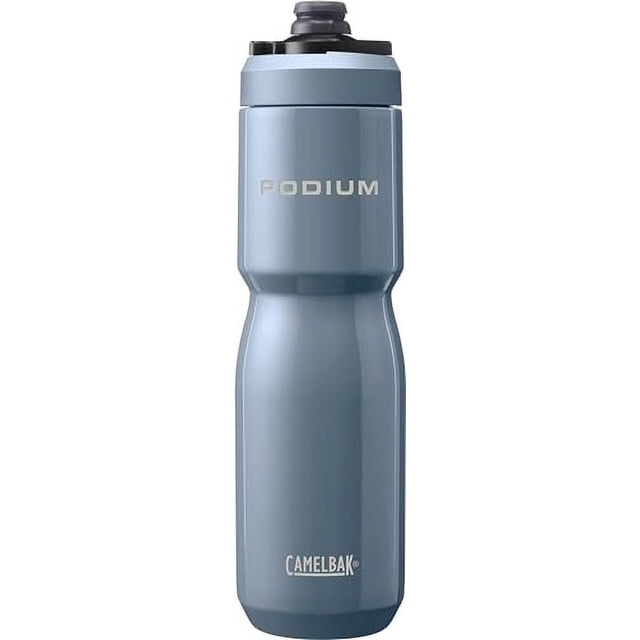CamelBak Podium Steel Botella de agua aislada para bicicleta de acero inoxidable - para ciclismo, fitness y deportes - Se adapta a la mayoría de jaulas para bicicletas, 22 oz - Pacífico