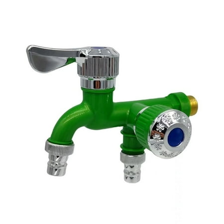 

Home Supplies Bathroom Mop Pool Balcony Washing Machine Faucet Double Nozzle Faucet Plastic 1/2 Universal Interface GREEN