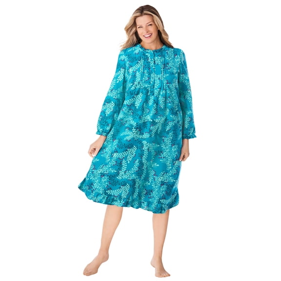 Only Necessities Plus Size Cotton Flannel Print Short Gown