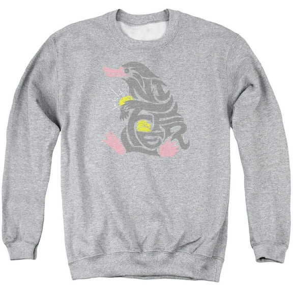 Trevco Sportswear WB234-AS-5 Fantastic Beasts Niffler Adult Crewneck Sweatshirt, Athletic Heather - 2X