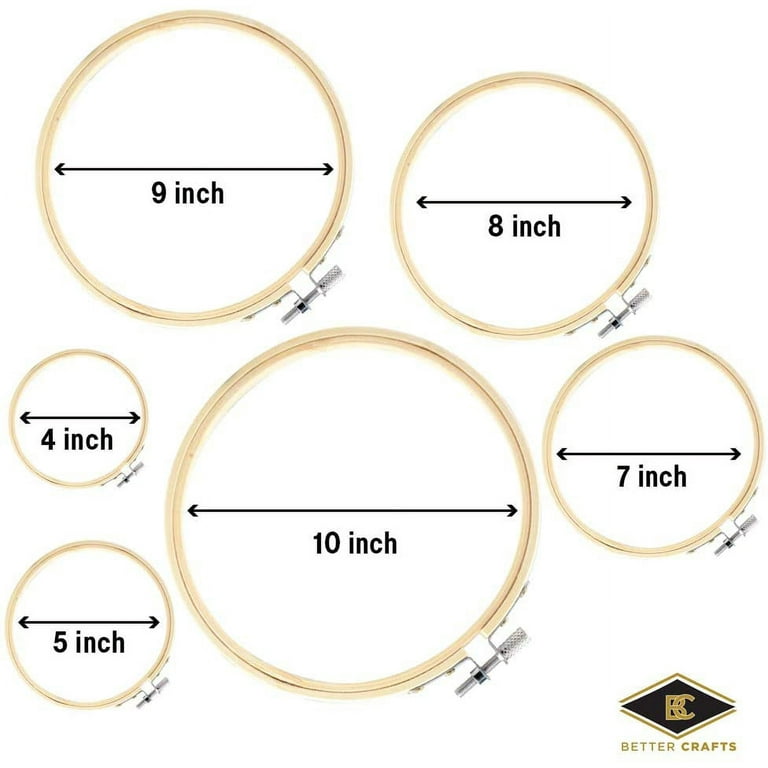 IKAIN Embroidery Hoop, 6 Pieces Bamboo Hoop Circle Cross Stitch