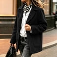 thumbnail image 2 of Ounisa Women's Lapel Peacoat Solid Color Blend Coat Double Pockets Long Sleeve Business Winter Outerwear, 2 of 6