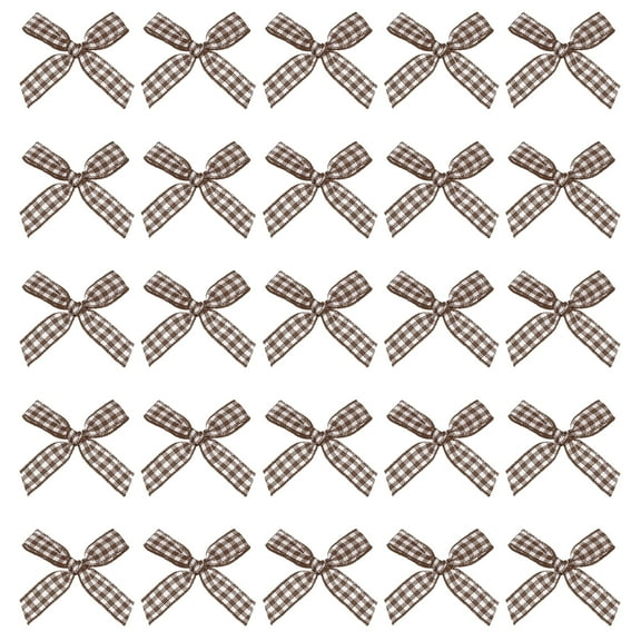 Uxcell 1.5 Inch Mini Satin Ribbon Bows, 100 Pcs Bowknot Flowers DIY Craft Ribbon Appliques for Gifts Brown