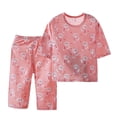 thumbnail image 5 of Odeerbi 1-14 Years Kids Girls Summer Cotton Pajamas Short Sleeve Tops Pants Set Soft Loungewear Cute Print Sleepwear Two-piece Pajama Sets Kids Girls Clothes, 5 of 5