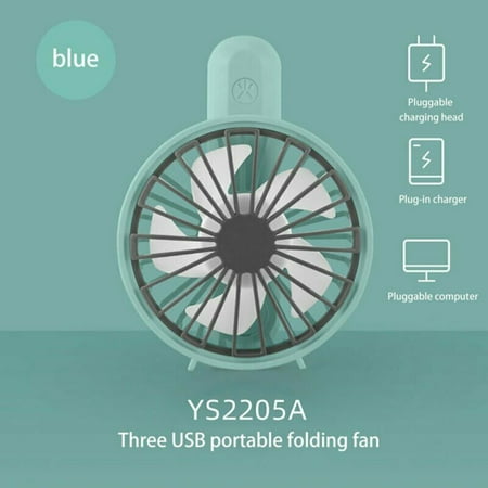 

QIFEI Portable Hand Held Folding Fan Cooler Cooling USB Rechargeable Mini Small Fans Blue