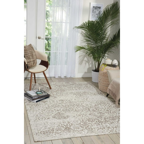 Nourison Damask Vintage Damask Ivory Area Rug