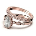 thumbnail image 4 of Dazzling Boho & hippiepie 2.25 Carat Pear Cut Diamond Moissanite Engagement Ring, Wedding Ring, Two Matching Band in 925 Sterling Silver With 18k Rose Gold Plating, Birthday Gift, 4 of 4