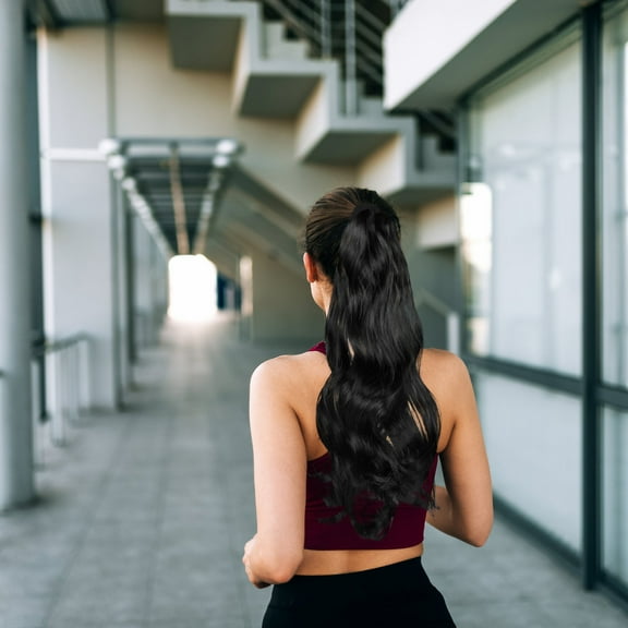 MUSEYA Wavy Hair Extensions Curly Ponytail Extension Hook-and-Loop Design for Daily Use 1 PCS