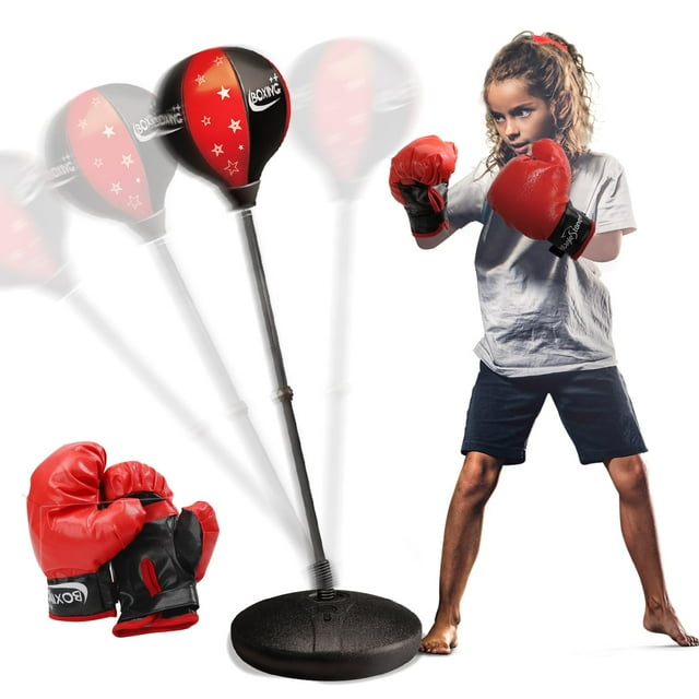 Set de sacos de boxeo Cute Stone para niños de 3 a 8 años con guantes