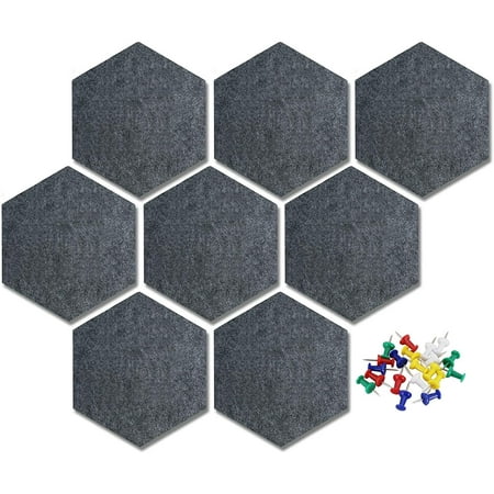 IGUOHAO Felt Hexagon Bulletin Board with 20 Push Pins, Pack of 8 Notice ...