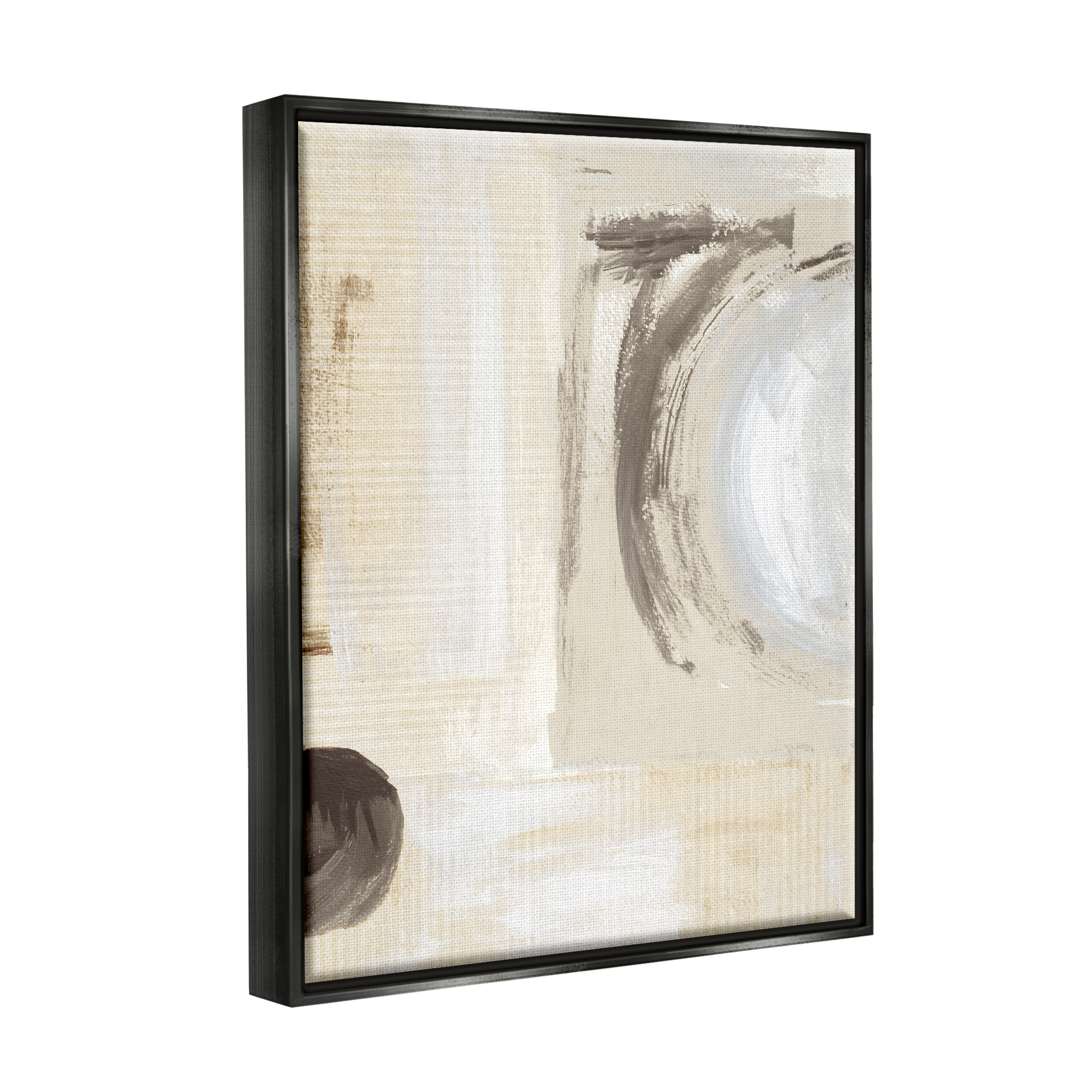 Stupell Industries Earth Tone Brushed Paint Abstract Painting Black Floater Framed Canvas Art Print Wall Art, 25 x 31