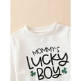 thumbnail image 4 of vera natura Baby Irish Festival Outfits ShamrockLetter Print Long Sleeve Sweatshirt with Solid Color Pants, 4 of 9