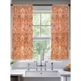 thumbnail image 5 of Boho Orange Semi Sheer Window Curtains 72 Inches Long, Country Style Bohemian Floral Retro Tribal Rod Pocket Voile Silky Chiffon Curtain Light Filtering Drapes for Living Room, 52"x72", 2 Panels, 5 of 9