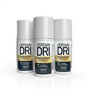 Certain Dri Prescription Strength Clinical Antiperspirant Deodorant for Men and Women (3pk), 72 Hour Protection from Excessive Sweating, Doctor Recommended Hyperhidrosis Treatment, 1.2 fl oz Roll-on