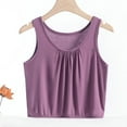 thumbnail image 2 of Wyobmus Women Olus Size Crop Tank Tops Comfy Modal Sleep Shirt Loose Fit Ruched Basic Tees Scpoop Neck Roomy Casual Half Camisoles 1X-8X B-Purple, 2 of 7