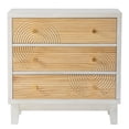 thumbnail image 1 of COZAYH Commode Champêtre à 3 Tiroirs, Table de Nuit Motif Anneau Rustique, Blanc, 1 of 8