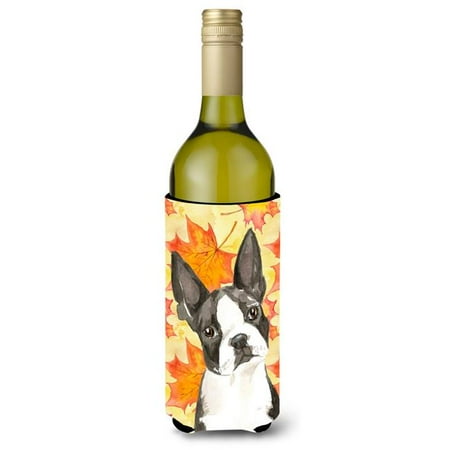 

Fall Leaves Boston Terrier Wine Bottle Beverge Insulator Hugger